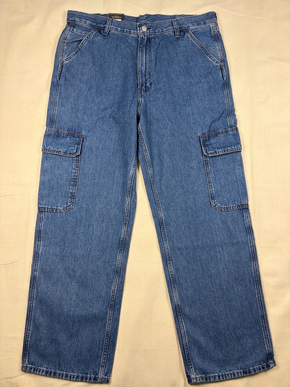 Levi’s 568 Loose Straight Cargo Jeans Men’s 38x32 Get Involved Blue NWT